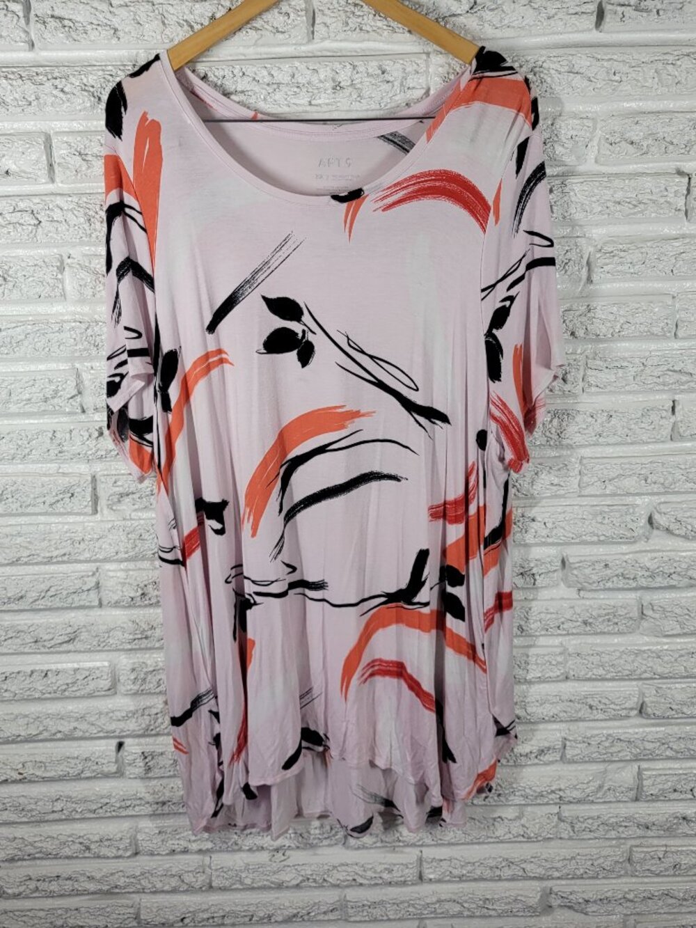 Apt 9 Women 3X Tunic Mini Dress Orange Black Watercolor Short‎ Sleeve WAT26E